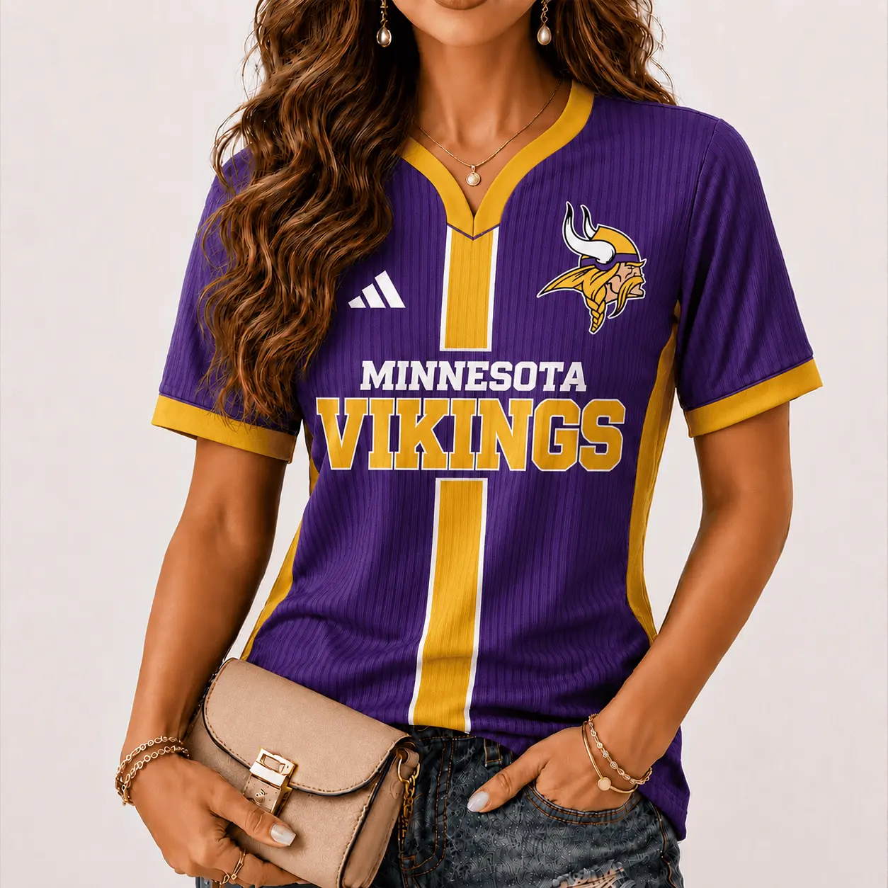 Minnesota Vikings | Premium NFL Game Day Women V-Neck Short Sleeve NY