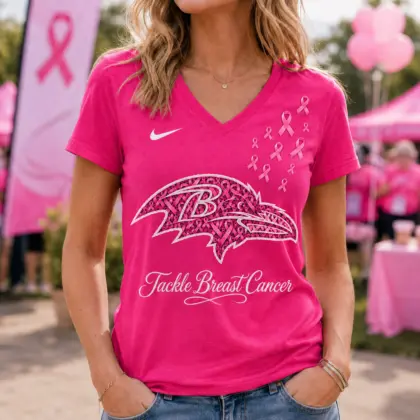 Baltimore Ravens | Premium NFL Tackle Breast Cancer V-neck NY