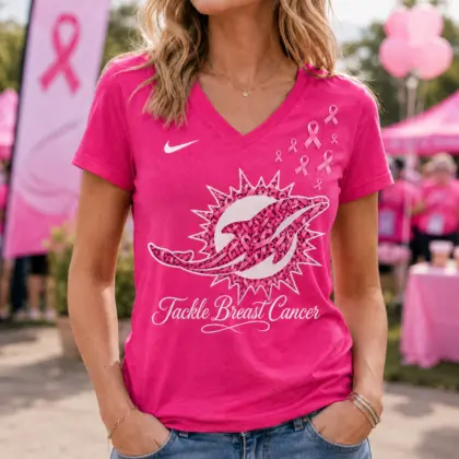 Miami Dolphins | Premium NFL Tackle Breast Cancer V-neck NY