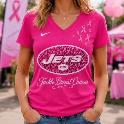 New York Jets | Premium NFL Tackle Breast Cancer V-neck NY