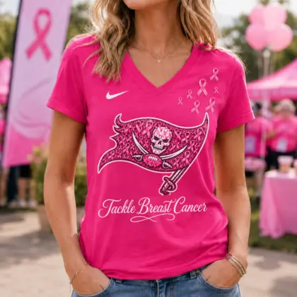 Tampa Bay Buccaneers | Premium NFL Tackle Breast Cancer V-neck NY