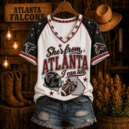 Atlanta Falcons | Premium NFL Home State Bow Girl V-Neck TD