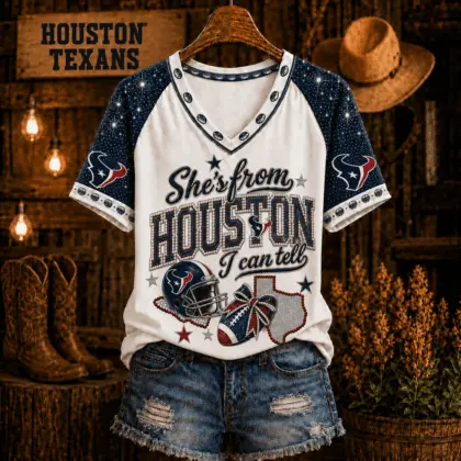 Houston Texans | Premium NFL Home State Bow Girl V-Neck TD