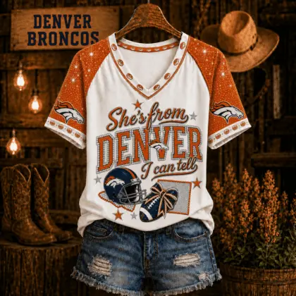 Denver Broncos | Premium NFL Home State Bow Girl V-Neck TD