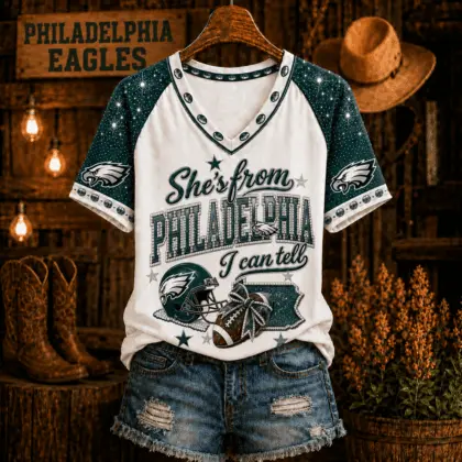 Philadelphia Eagles | Premium NFL Home State Bow Girl V-Neck TD