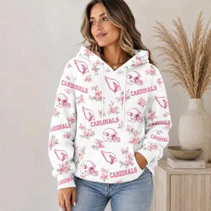Arizona Cardinals | Premium NFL Pink Floral Team Pride Hoodie TD