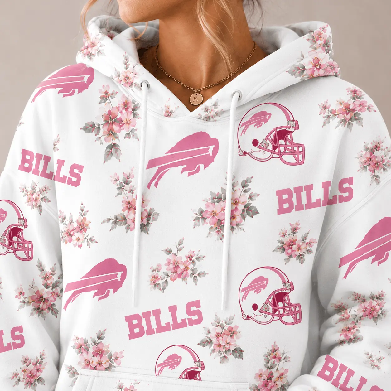 Buffalo Bills | Premium NFL Pink Floral Team Pride Hoodie TD - Image 3