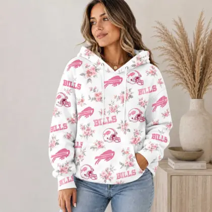 Buffalo Bills | Premium NFL Pink Floral Team Pride Hoodie TD