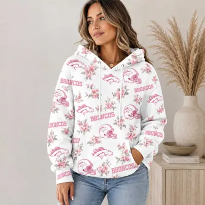 Denver Broncos | Premium NFL Pink Floral Team Pride Hoodie TD
