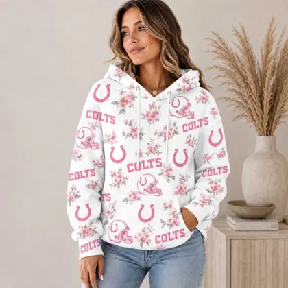 Indianapolis Colts | Premium NFL Pink Floral Team Pride Hoodie TD