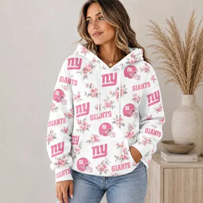 New York Giants | Premium NFL Pink Floral Team Pride Hoodie TD
