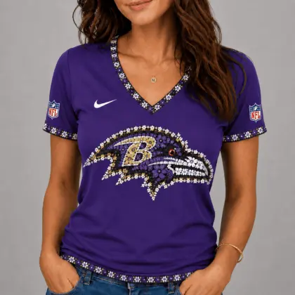 Baltimore Ravens | Premium NFL Flower Logo V-Neck NY