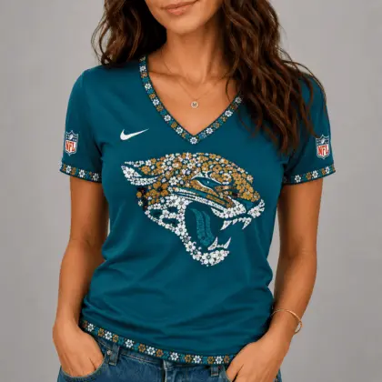 Jacksonville Jaguars | Premium NFL Flower Logo V-Neck NY