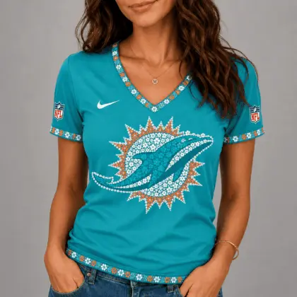 Miami Dolphins | Premium NFL Flower Logo V-Neck NY