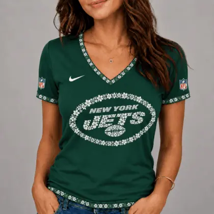 New York Jets | Premium NFL Flower Logo V-Neck NY