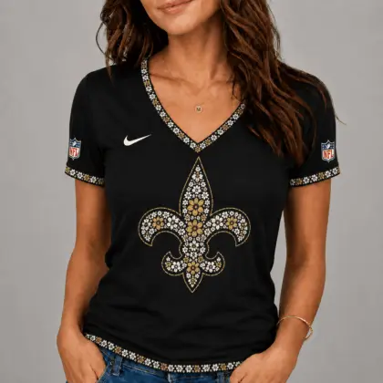New Orleans Saints | Premium NFL Flower Logo V-Neck NY