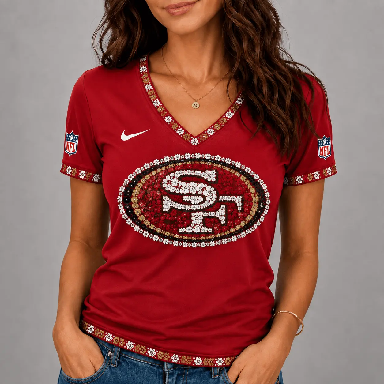 San Francisco 49ers | Premium NFL Flower Logo V-Neck NY
