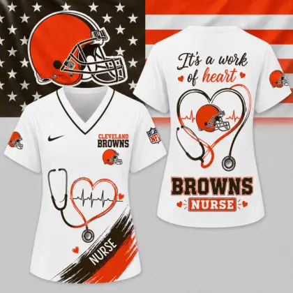 Cleveland Browns | Premium NFL Nurse Work of Heart V-Neck Shirt NY