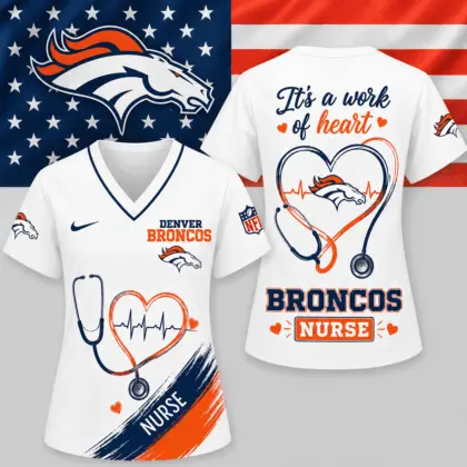 Denver Broncos | Premium NFL Nurse Work of Heart V-Neck Shirt NY