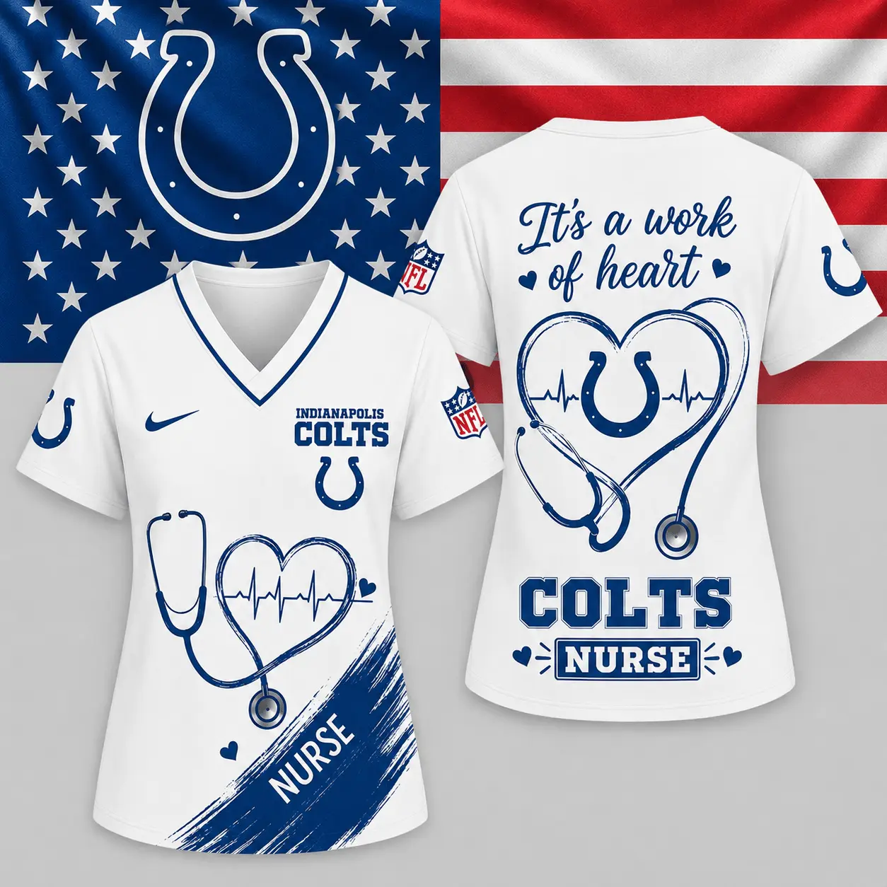 Indianapolis Colts | Premium NFL Nurse Work of Heart V-Neck Shirt NY