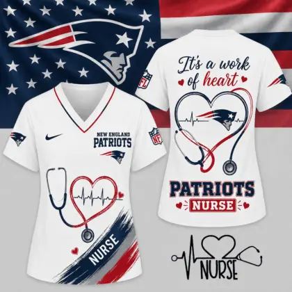 New England Patriots | Premium NFL Nurse Work of Heart V-Neck Shirt NY