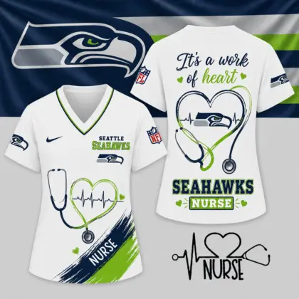 Seattle Seahawks | Premium NFL Nurse Work of Heart V-Neck Shirt NY
