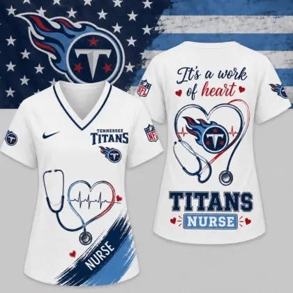 Tennessee Titans | Premium NFL Nurse Work of Heart V-Neck Shirt NY
