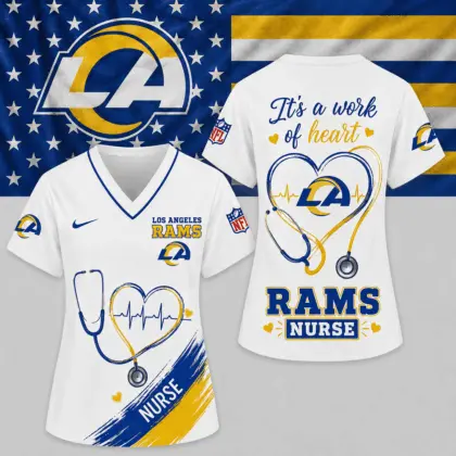 Los Angeles Rams | Premium NFL Nurse Work of Heart V-Neck Shirt NY