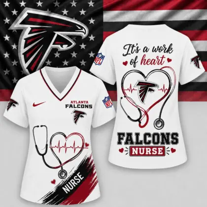 Atlanta Falcons | Premium NFL Nurse Work of Heart V-Neck Shirt NY