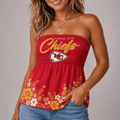 Kansas City Chiefs | Premium NFL Floral Strapless Top Long Sleeveless NY