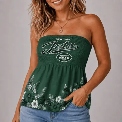 New York Jets | Premium NFL Floral Strapless Top Long Sleeveless NY