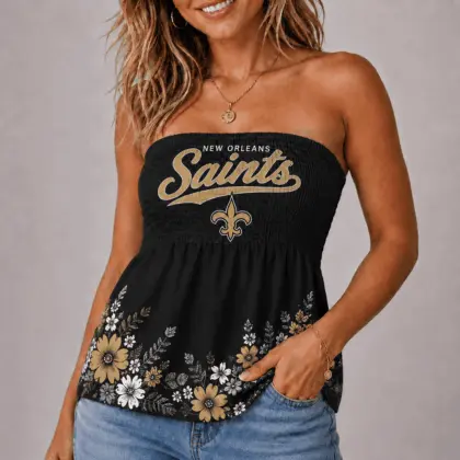 New Orleans Saints | Premium NFL Floral Strapless Top Long Sleeveless NY