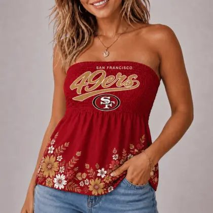 San Francisco 49ers | Premium NFL Floral Strapless Top Long Sleeveless NY