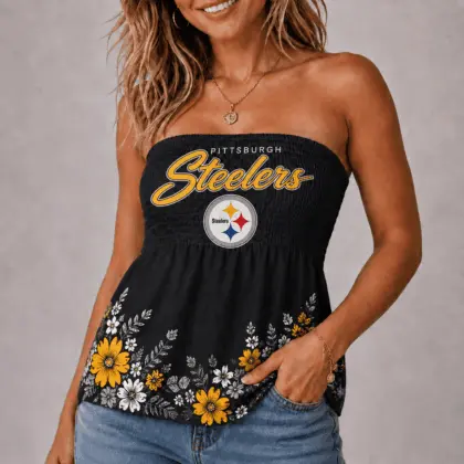 Pittsburgh Steelers | Premium NFL Floral Strapless Top Long Sleeveless NY