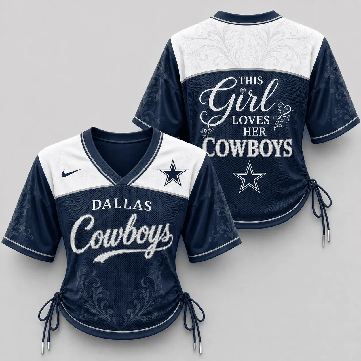 Dallas Cowboys | Premium NFL This Girl Loves Game Day Women Lace-Up Jersey TD