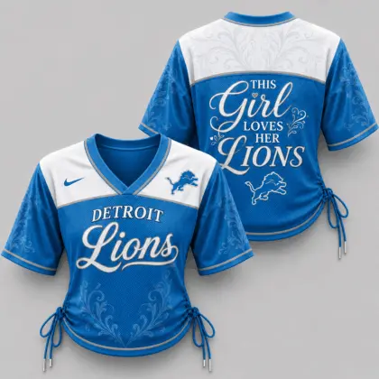 Detroit Lions | Premium NFL This Girl Loves Game Day Women Lace-Up Jersey TD