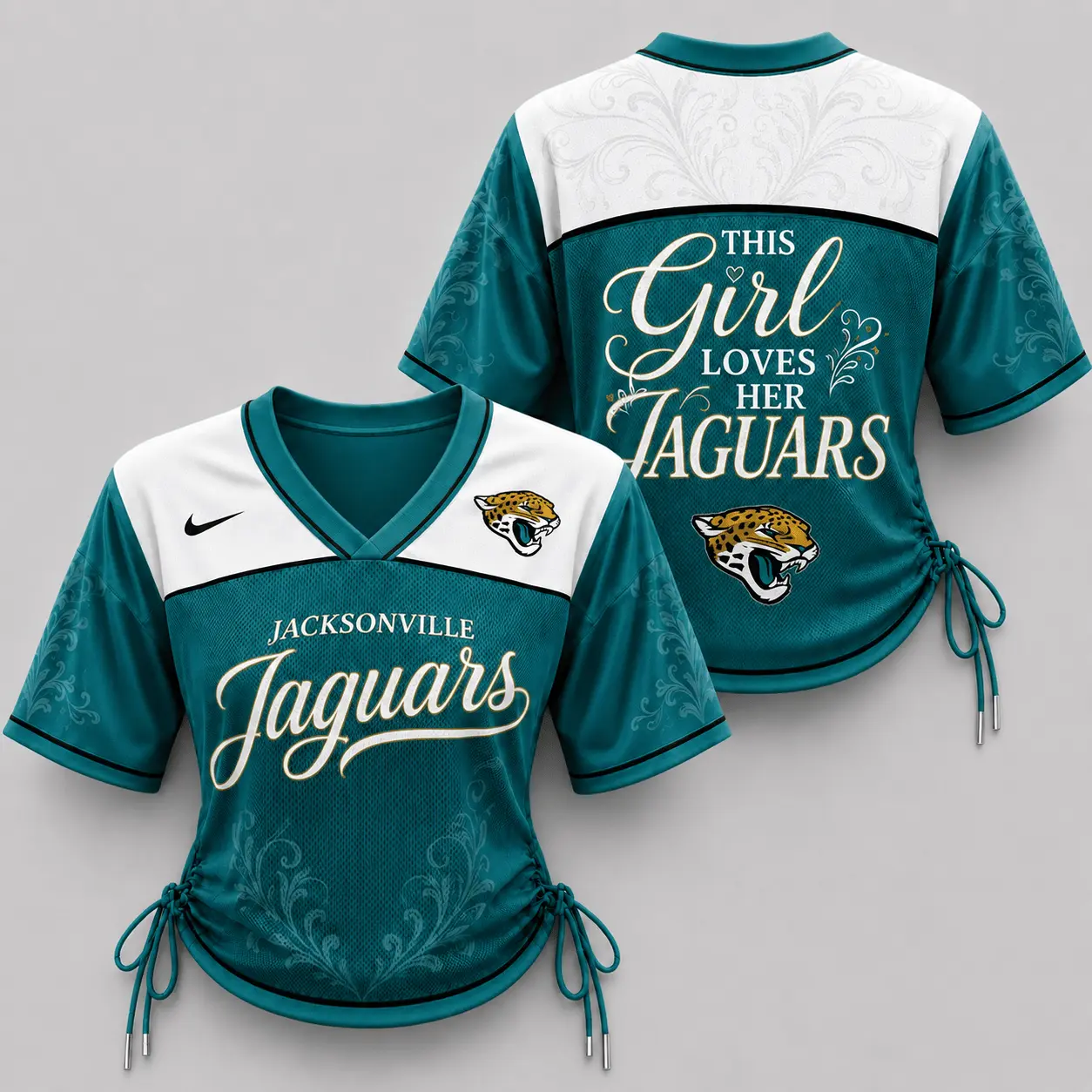 Jacksonville Jaguars | Premium NFL This Girl Loves Game Day Women Lace-Up Jersey TD