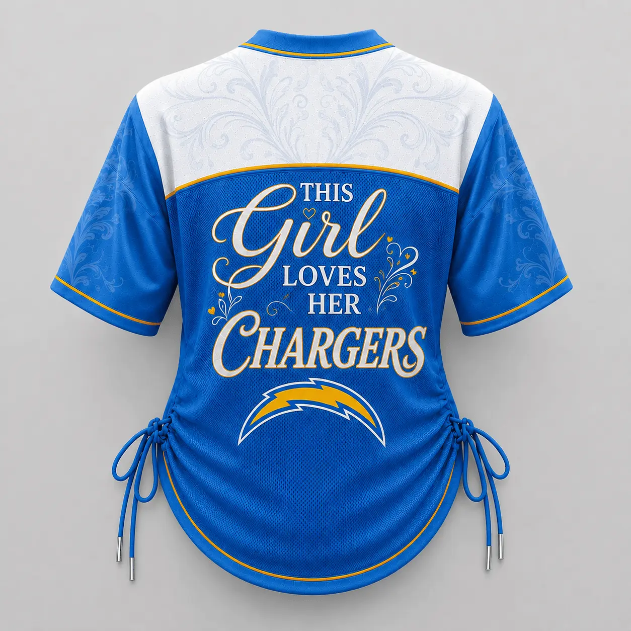 Los Angeles Chargers | Premium NFL This Girl Loves Game Day Women Lace-Up Jersey TD - Image 3