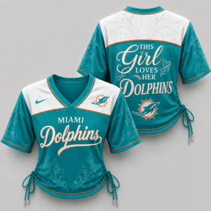 Miami Dolphins | Premium NFL This Girl Loves Game Day Women Lace-Up Jersey TD