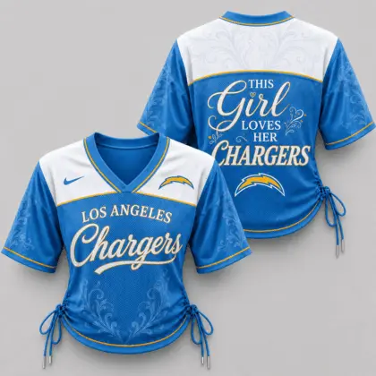 Los Angeles Chargers | Premium NFL This Girl Loves Game Day Women Lace-Up Jersey TD