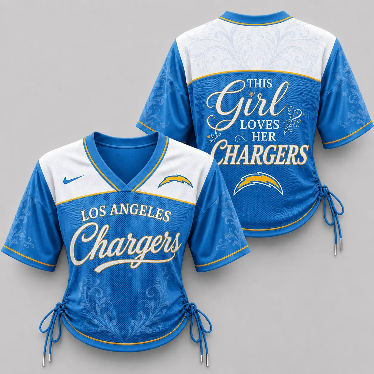 Los Angeles Chargers | Premium NFL This Girl Loves Game Day Women Lace-Up Jersey TD