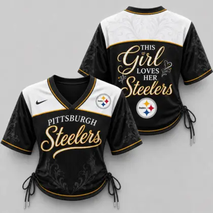 Pittsburgh Steelers | Premium NFL This Girl Loves Game Day Women Lace-Up Jersey TD
