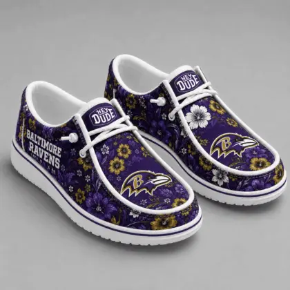Baltimore Ravens | Premium NFL Team Colors Floral Loafer Shoes TD