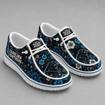 Carolina Panthers | Premium NFL Team Colors Floral Loafer Shoes TD