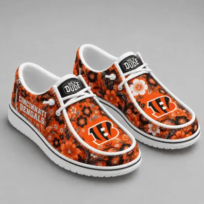 Cincinnati Bengals | Premium NFL Team Colors Floral Loafer Shoes TD