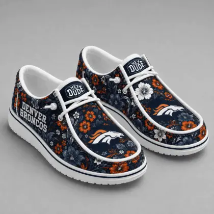 Denver Broncos | Premium NFL Team Colors Floral Loafer Shoes TD
