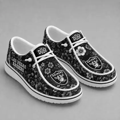 Las Vegas Raiders | Premium NFL Team Colors Floral Loafer Shoes TD