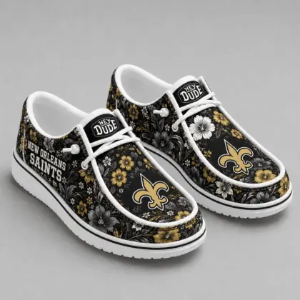New Orleans Saints | Premium NFL Team Colors Floral Loafer Shoes TD