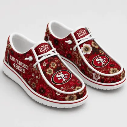 San Francisco 49ers | Premium NFL Team Colors Floral Loafer Shoes TD