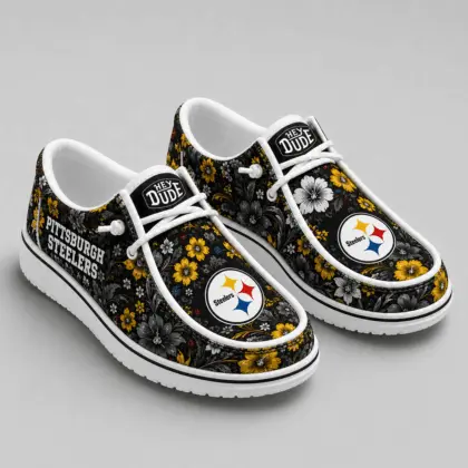 Pittsburgh Steelers | Premium NFL Team Colors Floral Loafer Shoes TD